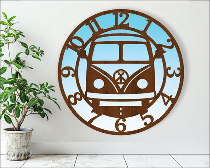 Vintage Van wall clock template design