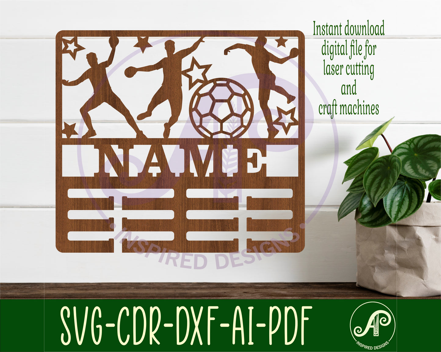 Handball male medal holder sign. SVG / DXF / AI / PDF / CDR