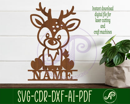 Cute Deer shape name sign SVG / DXF / AI / PDF / CDR