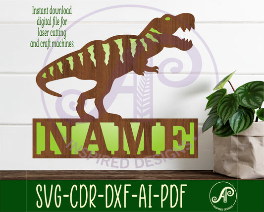 T rex detailed shape name sign SVG / DXF / AI / PDF / CDR