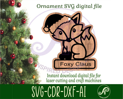 Cute Fox engraved ornament design SVG / DXF / AI