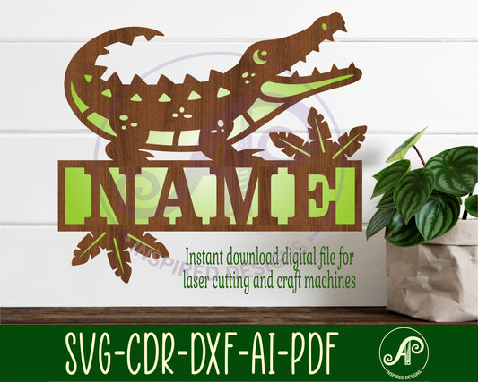 Crocodile shape name sign SVG / DXF / AI / PDF / CDR