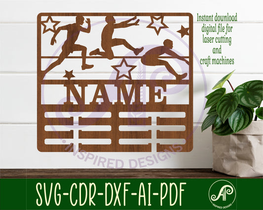 Long jump male medal holder sign. SVG / DXF / AI / PDF / CDR