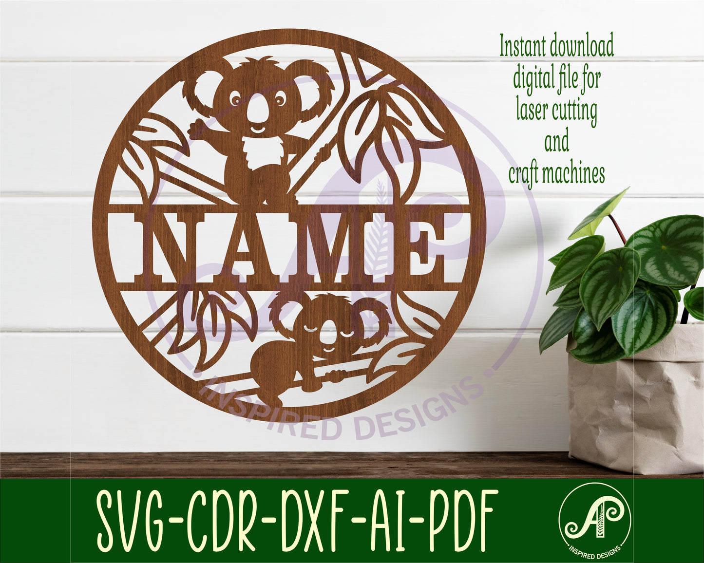 Koala name wall sign. SVG / DXF / AI / PDF / CDR