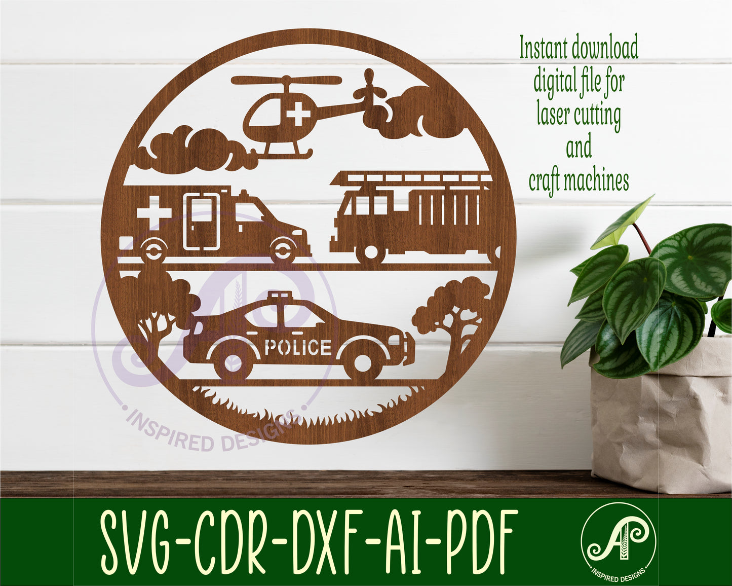 Rescue vehicle wall sign design SVG / DXF / AI / PDF / CDR