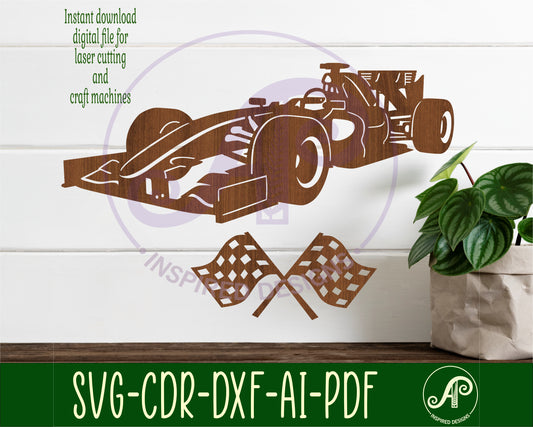 Race car wall sign design SVG / DXF / AI / PDF / CDR