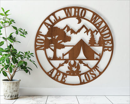 Not all who wander camping wall sign design SVG / DXF / AI / PDF / CDR