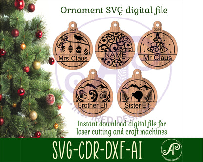 5 New Zealand, kiwiana  engraved ornament designs SVG / DXF / AI