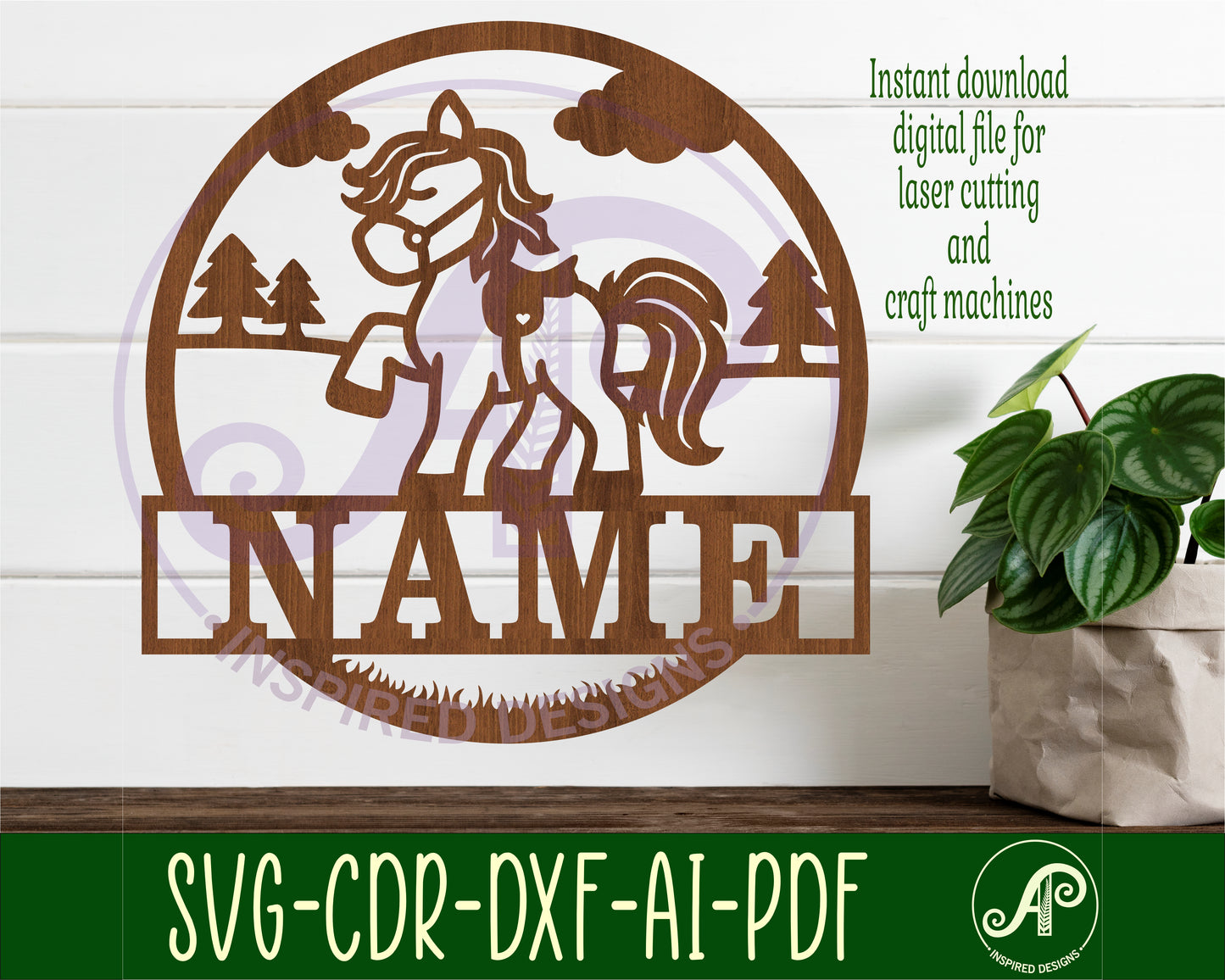 Horse name wall sign. SVG / DXF / AI / PDF / CDR