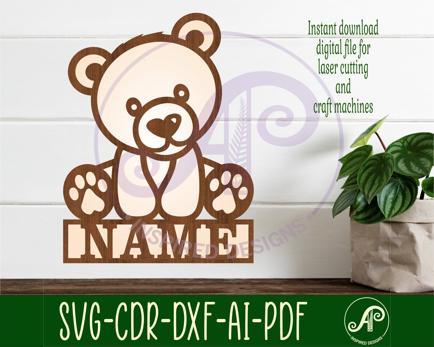 Bear shape name sign SVG / DXF / AI / PDF / CDR