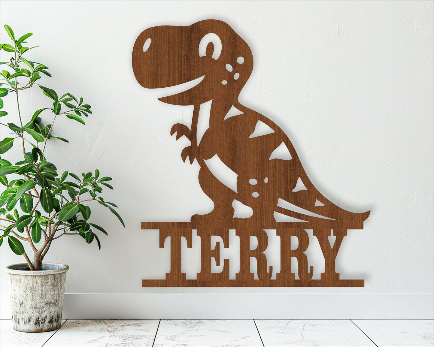 Cute T rex name sign SVG / DXF / AI / PDF / CDR