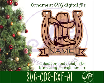 Cowboy, Rodeo  engraved ornament design SVG / DXF / AI