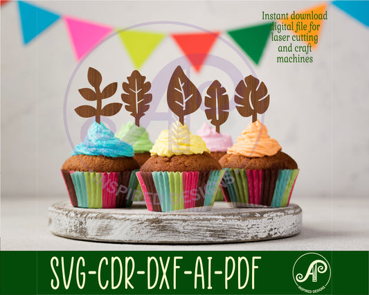 Leaf cake topper design SVG / DXF / AI / PDF / CDR