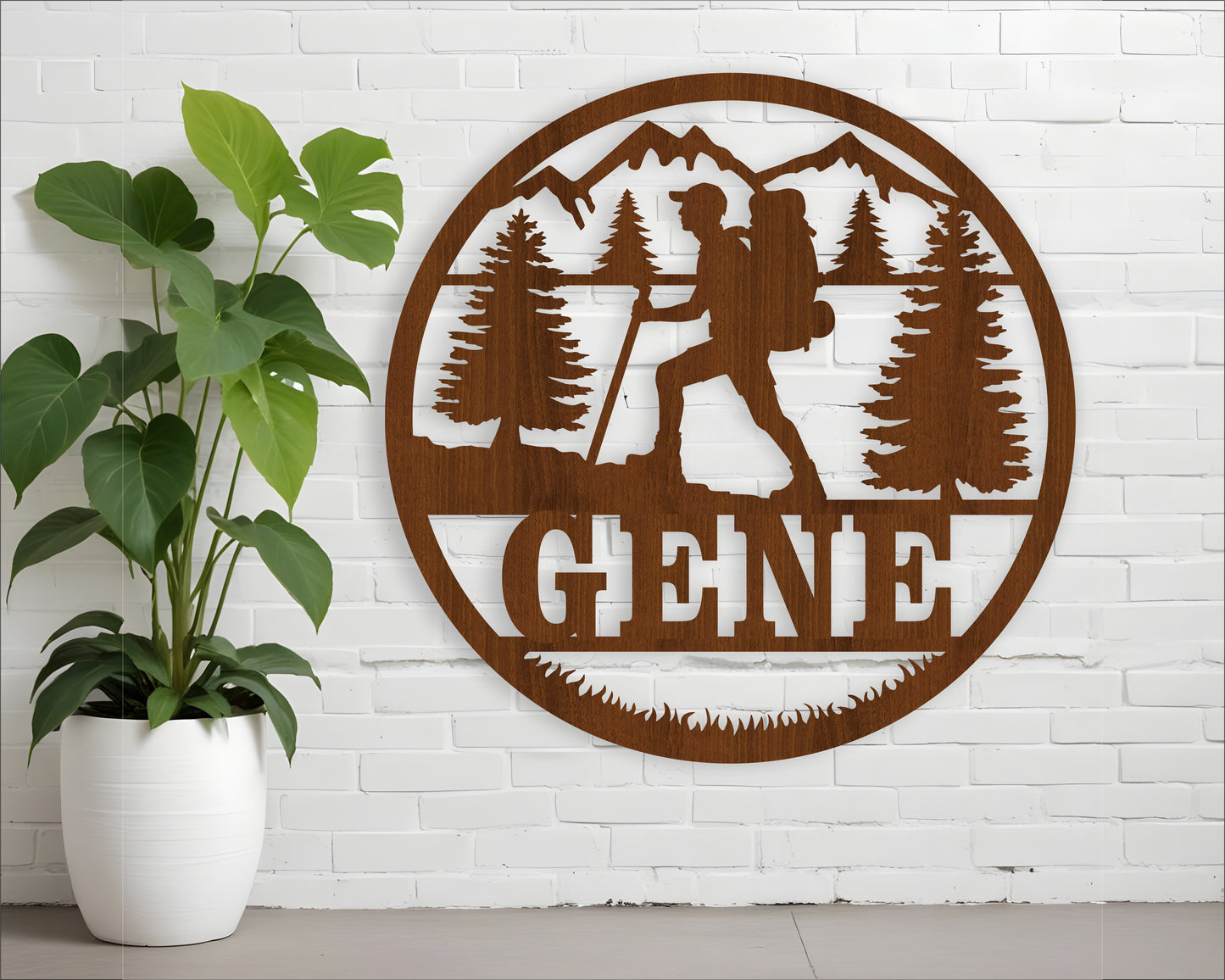 Hiker male  name wall sign. SVG / DXF / AI / PDF / CDR