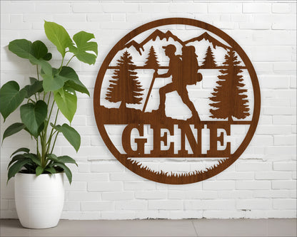 Hiker male  name wall sign. SVG / DXF / AI / PDF / CDR