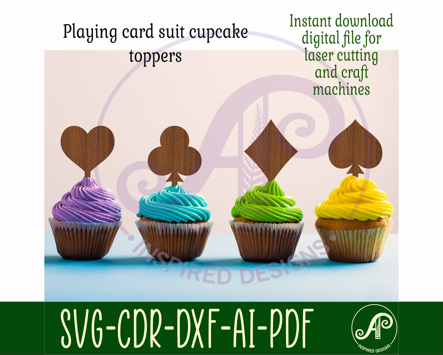 Playing card cake topper design SVG / DXF / AI / PDF / CDR