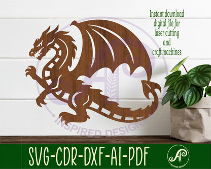 Detailed dragon design 2 wall sign design SVG / DXF / AI / PDF / CDR