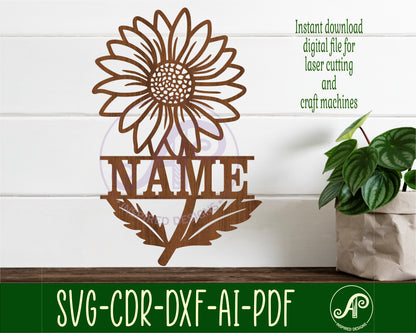 Daisy flower shape name sign SVG / DXF / AI / PDF / CDR