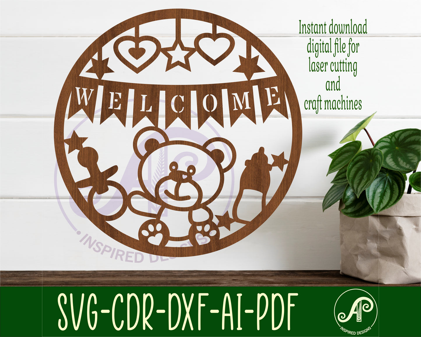 Welcome new baby wall sign design SVG / DXF / AI / PDF / CDR