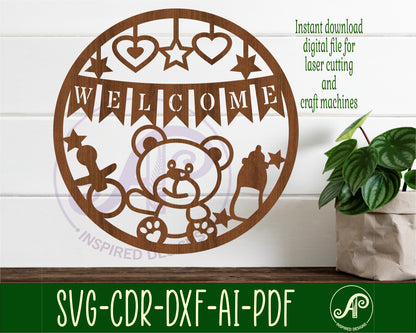 Welcome new baby wall sign design SVG / DXF / AI / PDF / CDR