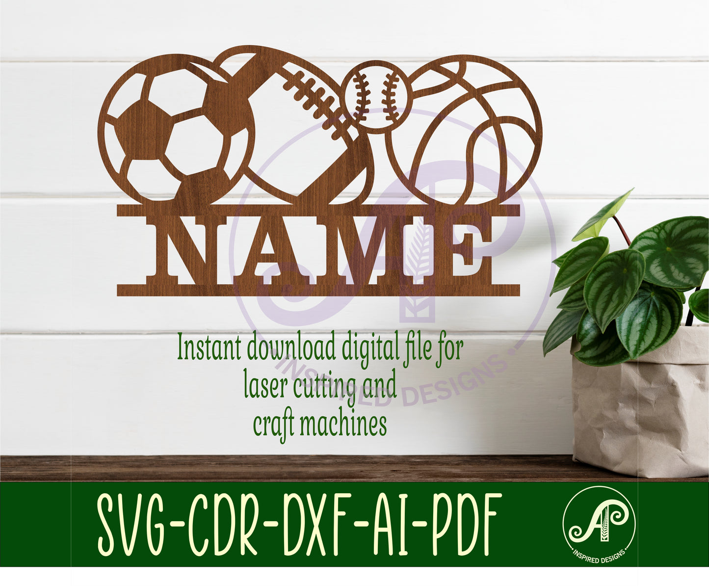 Sports balls shape name sign SVG / DXF / AI / PDF / CDR