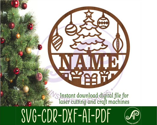 Christmas tree name wall sign. SVG / DXF / AI / PDF / CDR