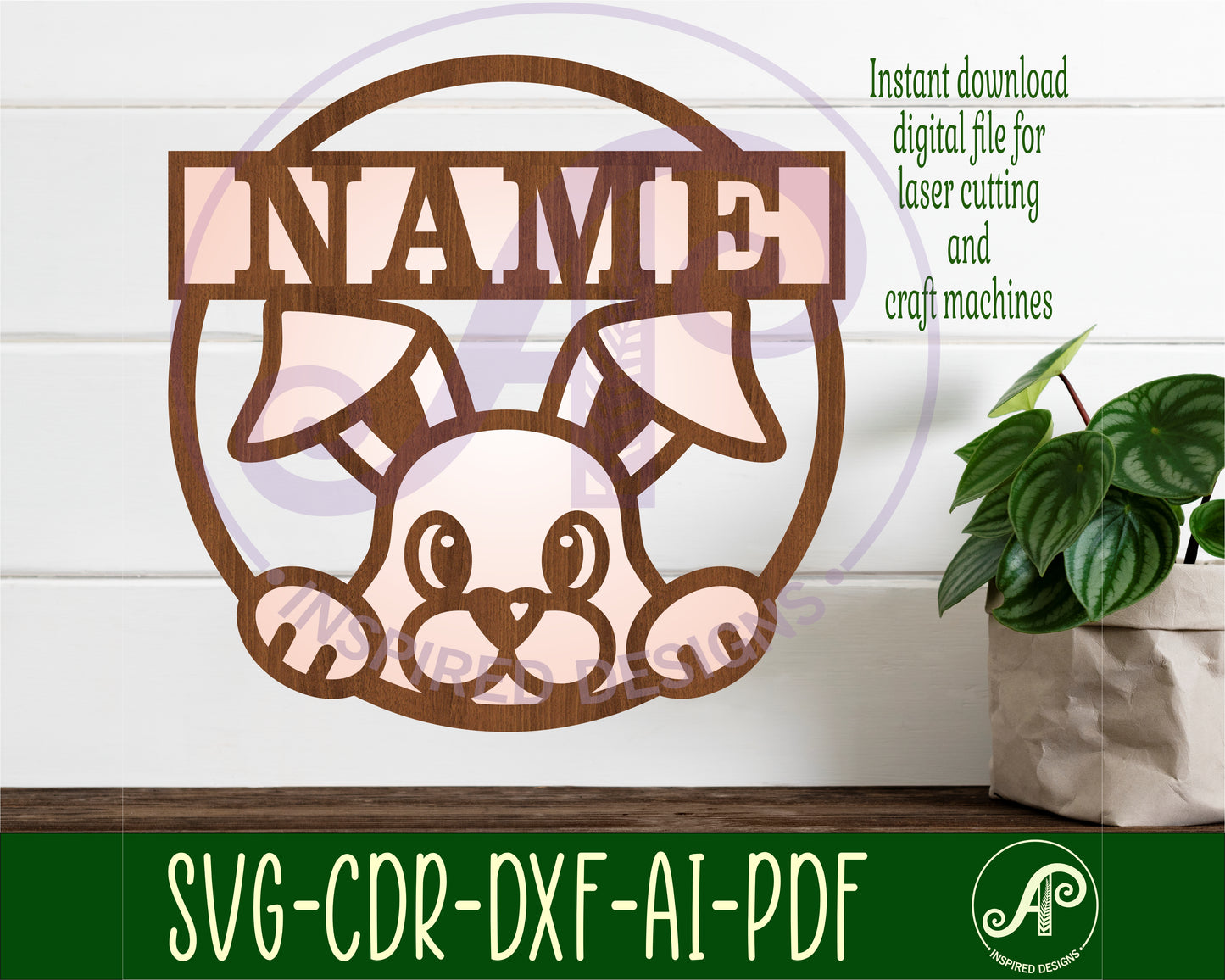 Bunny name wall sign. SVG / DXF / AI / PDF / CDR