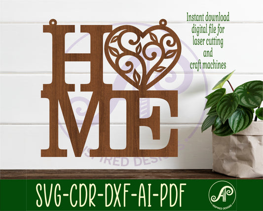 Home with vine heart  wall sign design SVG / DXF / AI / PDF / CDR