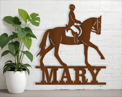 Horse rider equestrian design shape name sign SVG / DXF / AI / PDF / CDR