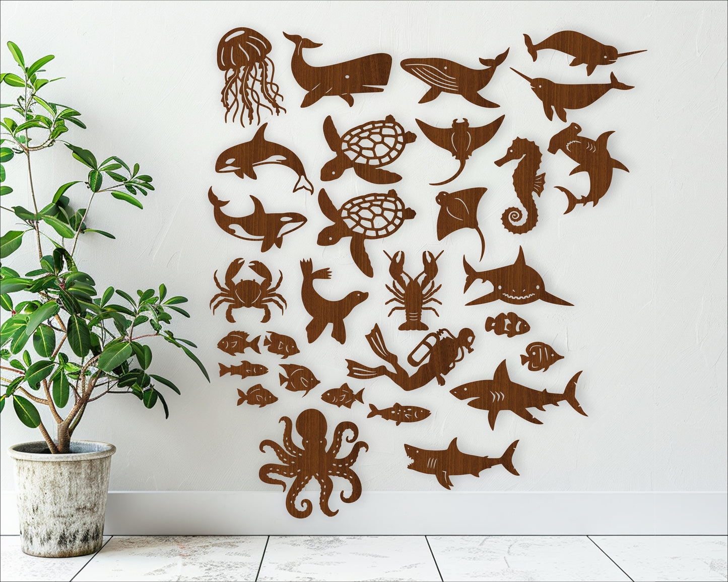 Ocean animals shapes wall signs