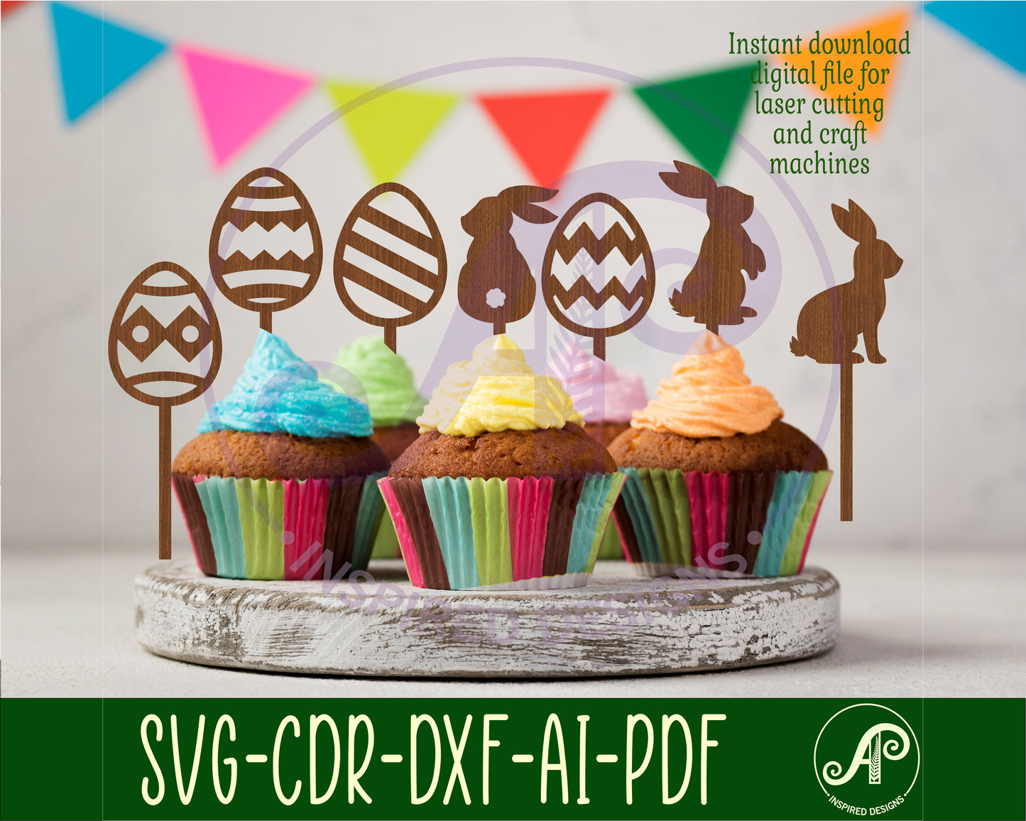 Easter cupcake topper design SVG / DXF / AI / PDF / CDR