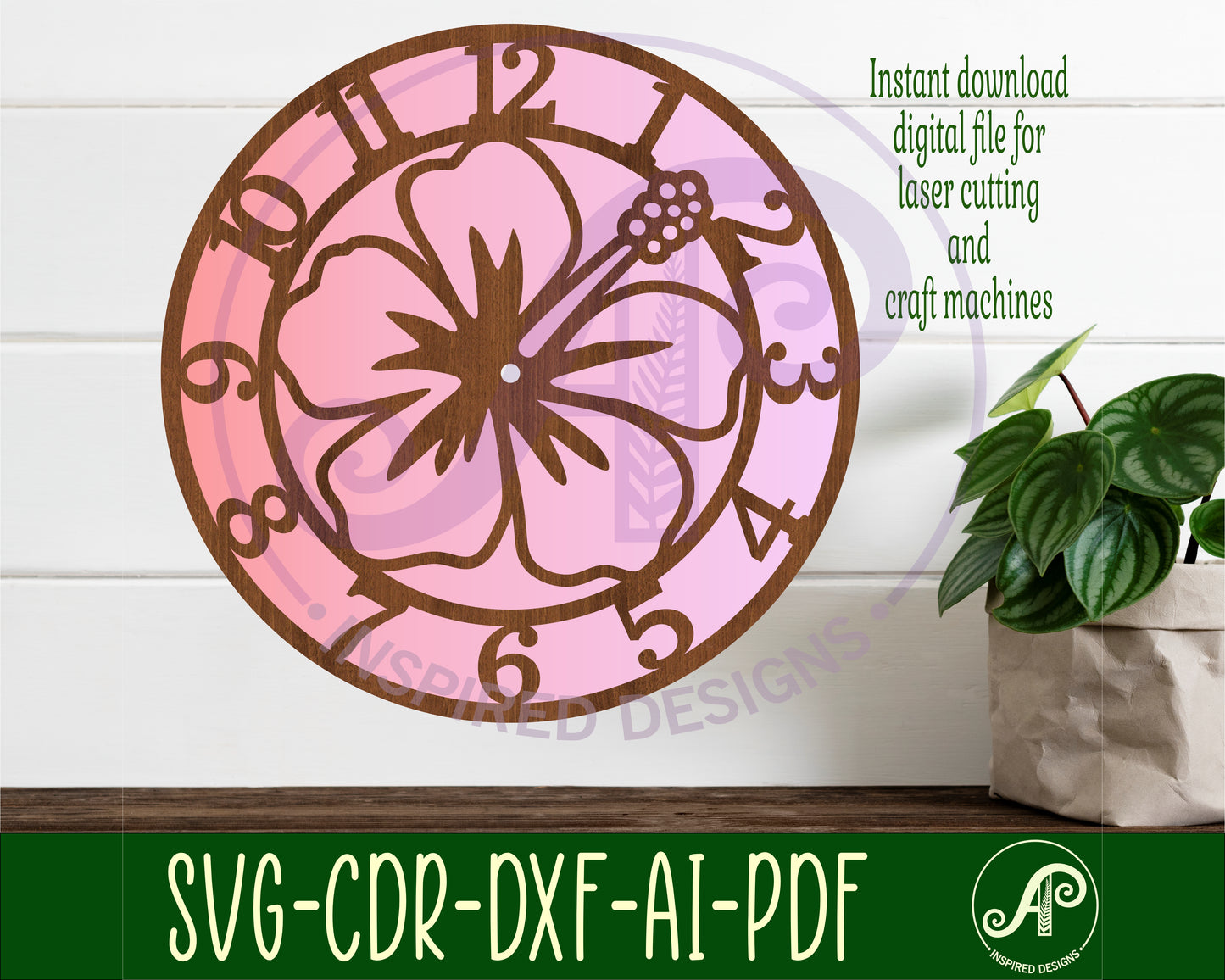 Hibiscus clock template design