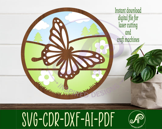 Butterfly layered wall sign design SVG / DXF / AI / PDF / CDR