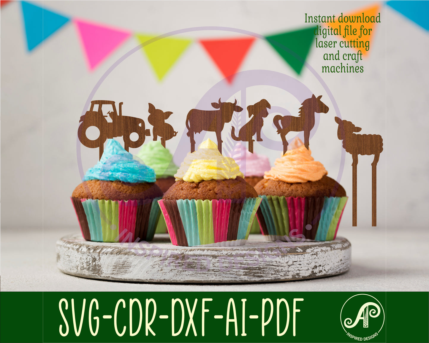 Farm cupcake topper designs SVG / DXF / AI / PDF / CDR