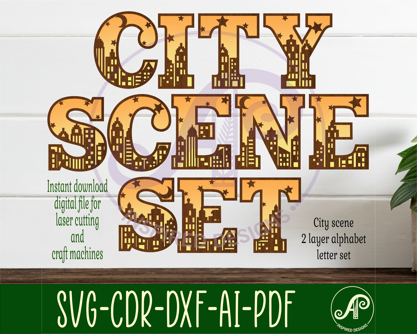 City alphabet letter set. 51 letter options