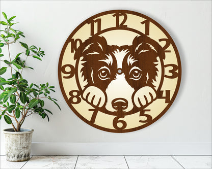 Border Collie dog wall clock template design