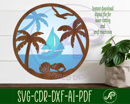 Beach scene wall sign design SVG / DXF / AI / PDF / CDR