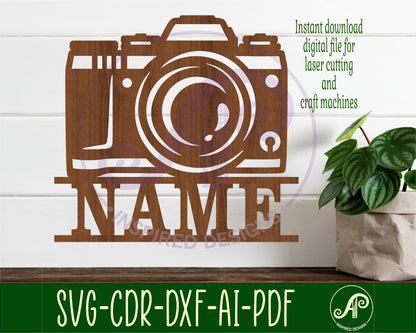 Camera shape name sign SVG / DXF / AI / PDF / CDR