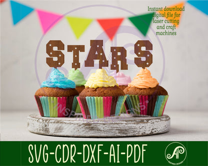 Star alphabet topper designs SVG / DXF / AI / PDF / CDR