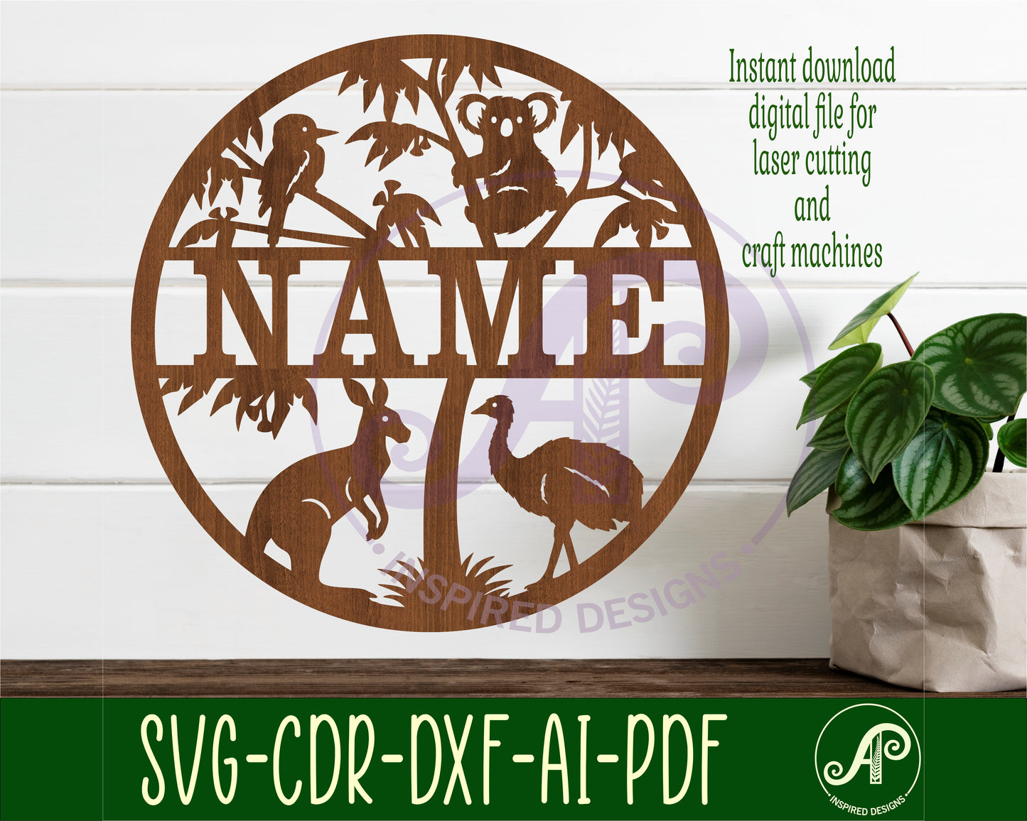 Australian name wall sign. SVG / DXF / AI / PDF / CDR