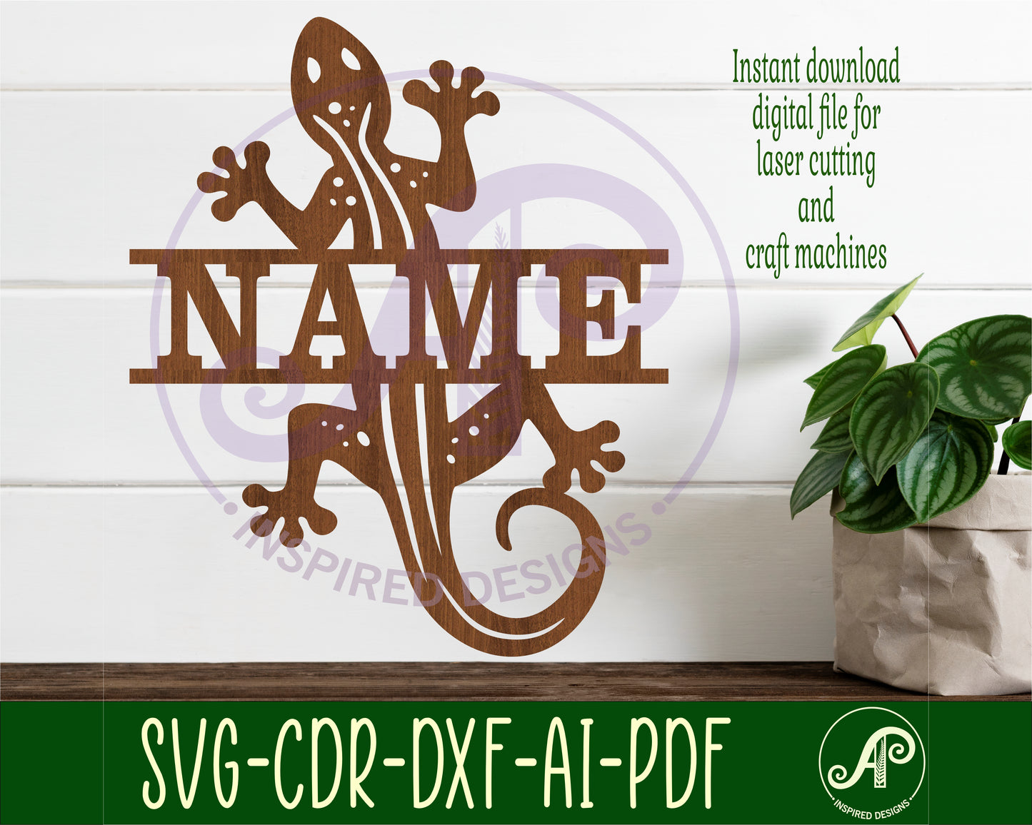 Lizard design shape name sign SVG / DXF / AI / PDF / CDR