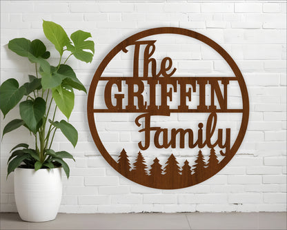 Family forest surname wall sign. SVG / DXF / AI / PDF / CDR