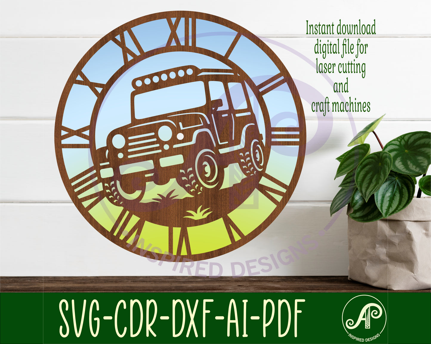 Off road vehicle wall clock template designs