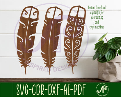 Huia Feathers NZ wall sign design SVG / DXF / AI / PDF / CDR