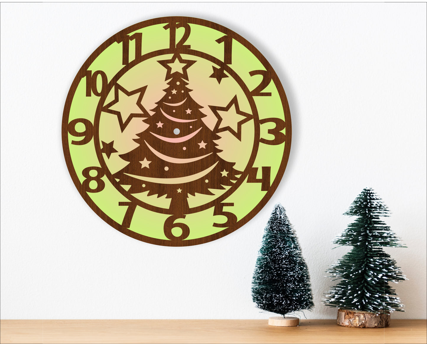 Christmas tree wall clock template designs