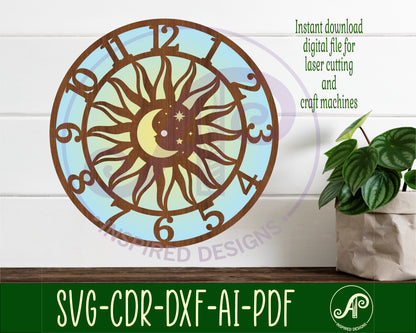 Sun and moon wall clock template designs