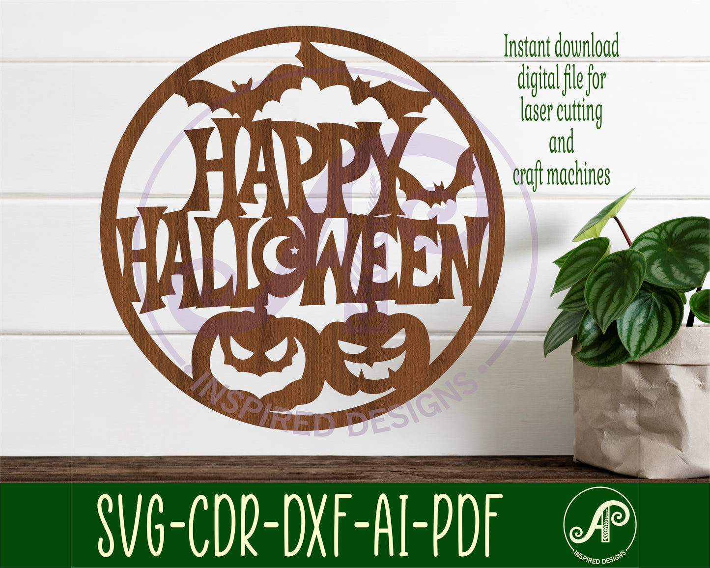 Happy halloween wall sign design SVG / DXF / AI / PDF / CDR