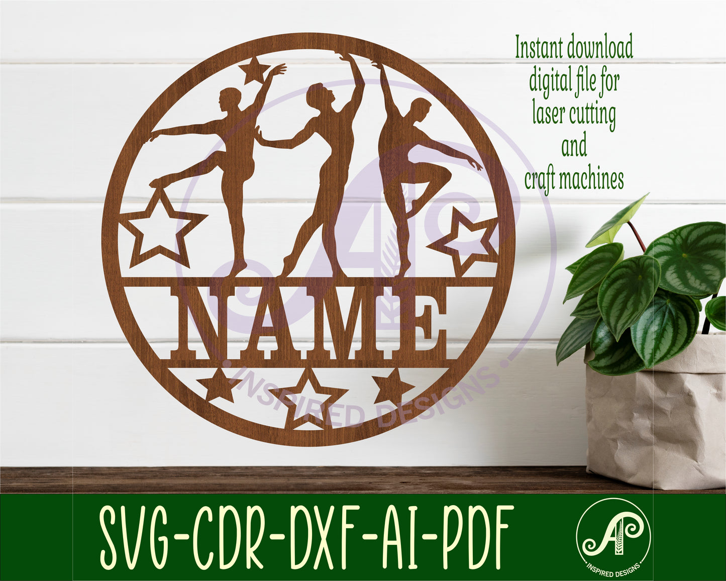 Male Ballet name wall sign. SVG / DXF / AI / PDF / CDR