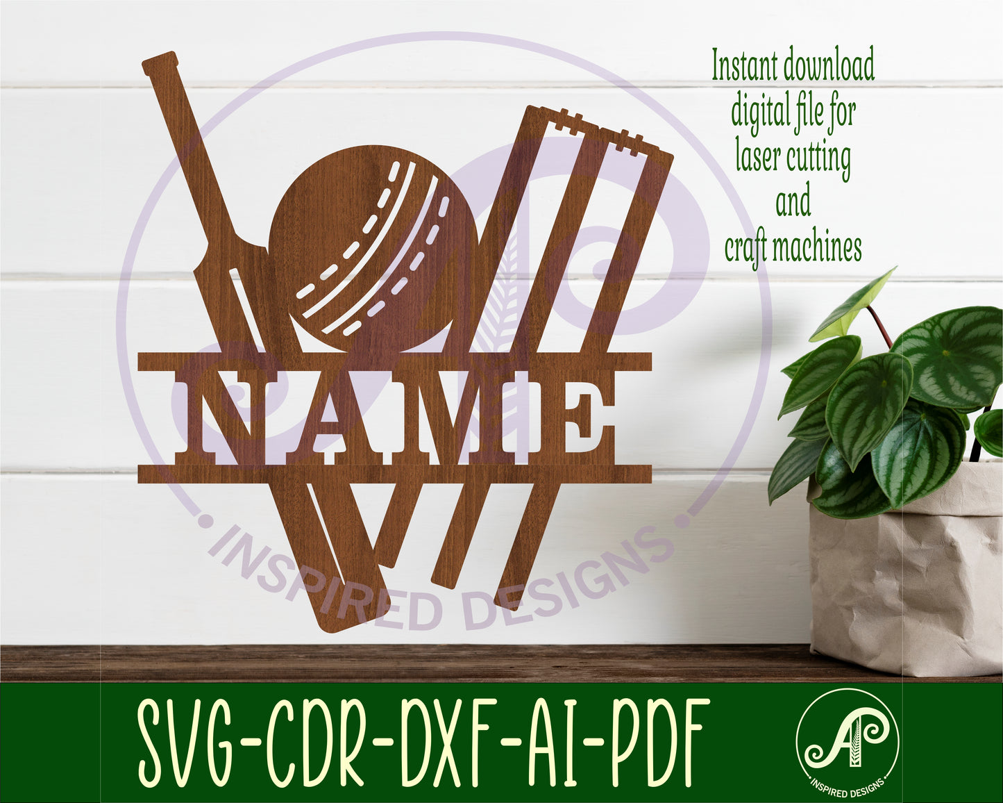 Cricket shape name sign SVG / DXF / AI / PDF / CDR