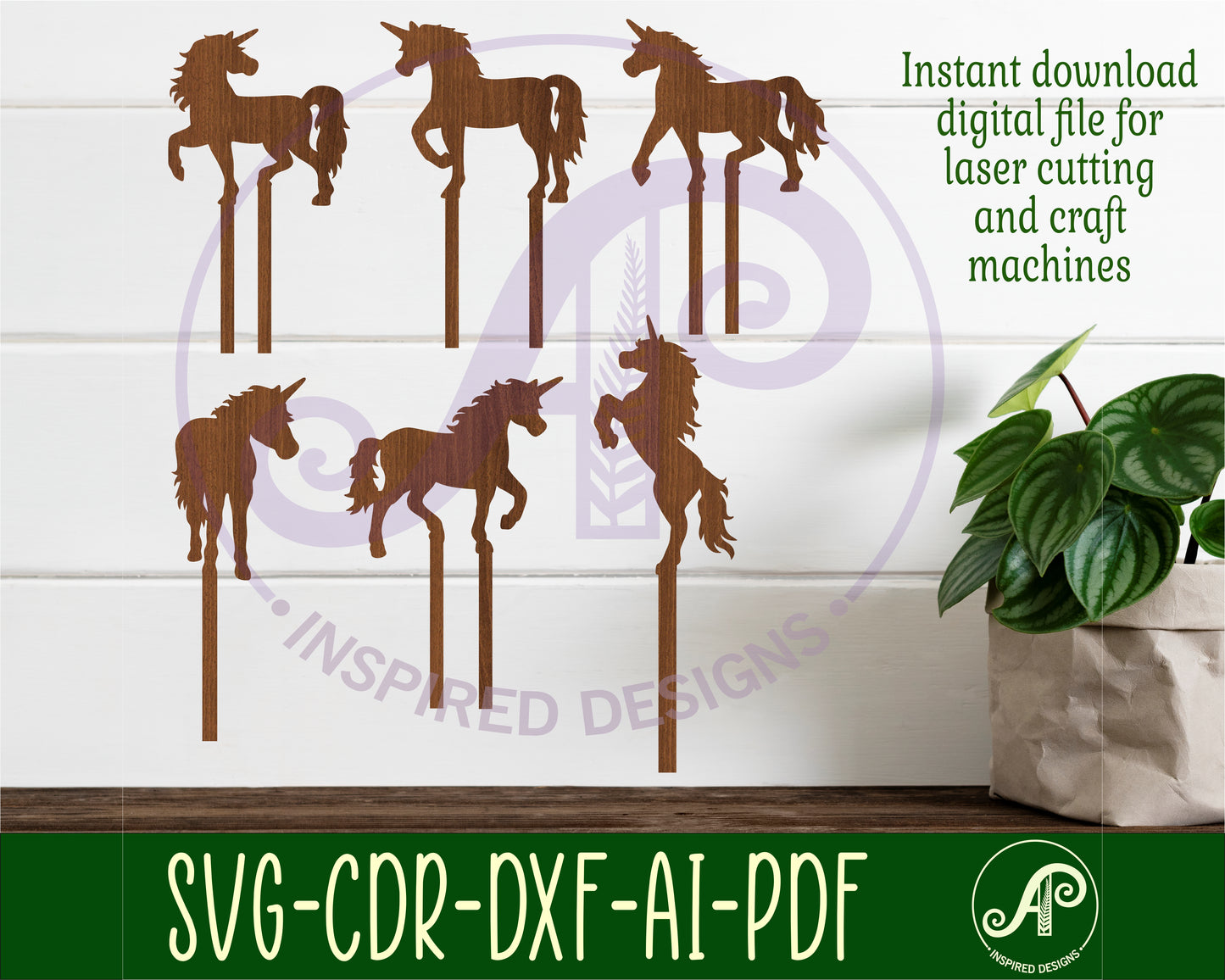 Unicorn cupcake topper design SVG / DXF / AI / PDF / CDR